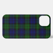 Etui iPhone 13 Black Watch Tartan bleu vert Plaid (Verso Horizontal)