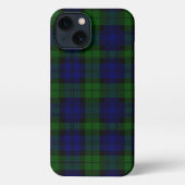Etui iPhone 13 Black Watch Tartan bleu vert Plaid (Verso)