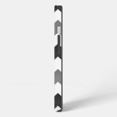 Etui iPhone 13 Blanc et gris chevron zigzag (Côté gauche)
