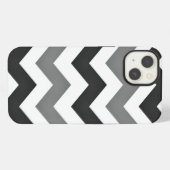 Etui iPhone 13 Blanc et gris chevron zigzag (Verso Horizontal)