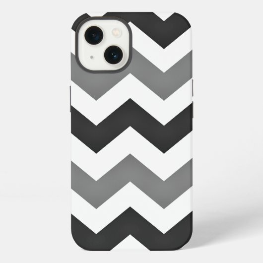 Etui iPhone 13 Blanc et gris chevron zigzag (Verso)