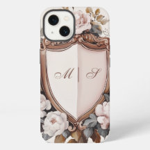 Blason de mariage rococo aux pivoines roses vintag