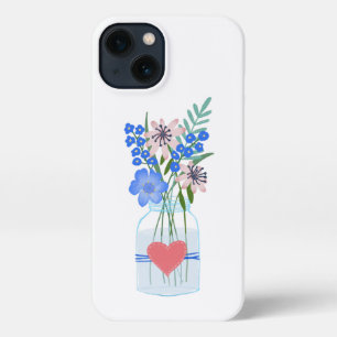 Etui iPhone 13 Bleu Dusty Ceinturon Masons Jar