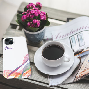 Etui iPhone 13 Bleu élégant coloré ondulé