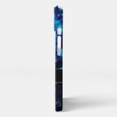 Etui iPhone 13 Bleu étincelles Abstraites bulles congelées Monogr (Côté gauche)