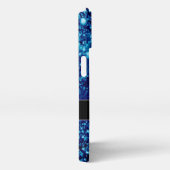 Etui iPhone 13 Bleu étincelles Abstraites bulles congelées Monogr (Côté droit)