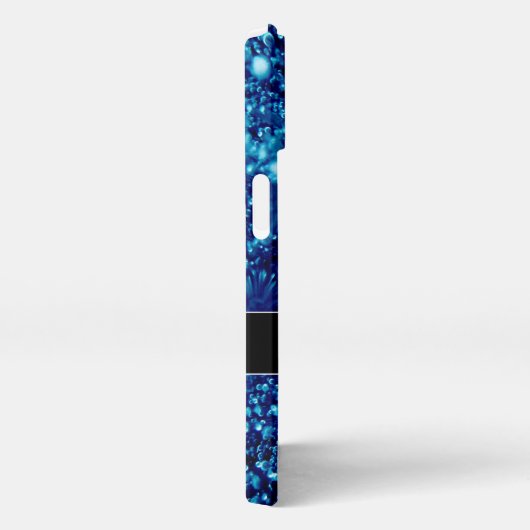 Etui iPhone 13 Bleu étincelles Abstraites bulles congelées Monogr (Côté droit)