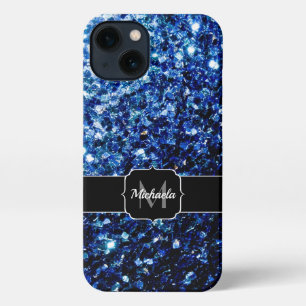 Etui iPhone 13 Bleu foncé foncé brillant parties scintillant scin
