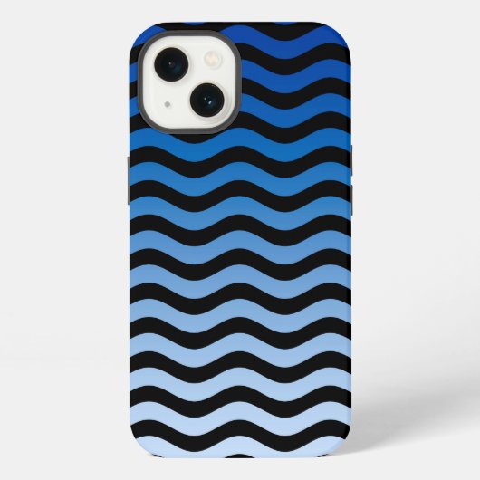 Etui iPhone 13 Bleu Gradient Grandes Vagues (Verso)