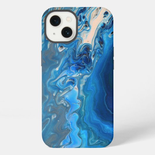 Etui iPhone 13 Bleu Marbre Agate Texture Fluide Art (Verso)