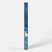 Etui iPhone 13 Bleu Marbre Agate Texture Fluide Art (Côté droit)