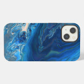 Etui iPhone 13 Bleu Marbre Agate Texture Fluide Art (Verso Horizontal)