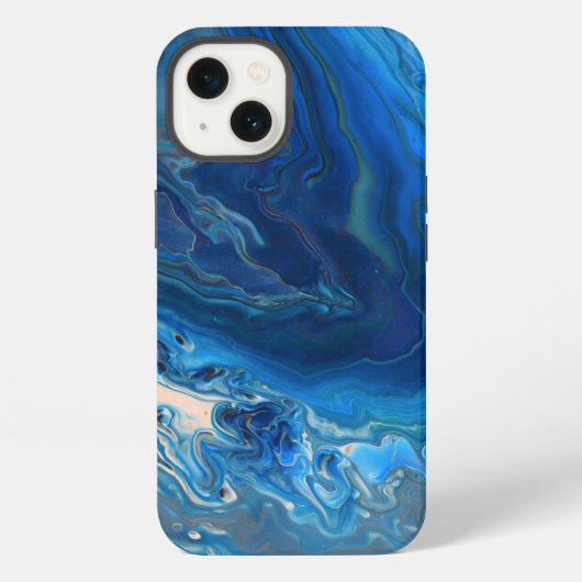 Etui iPhone 13 Bleu Marbre Agate Texture Fluide Art (Verso)