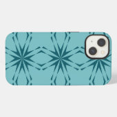 Etui iPhone 13 bleu turquoise, cool, abstraction fleur tendance (Verso Horizontal)