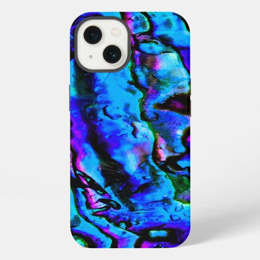 Etui iPhone 13 Bleu Vert Violet Marbré Irridescent Beau (Verso)