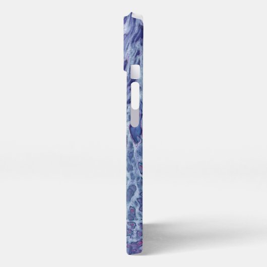 Etui iPhone 13 Bleu & Violet Acrylique Abstrait Fluid Art (Côté gauche)
