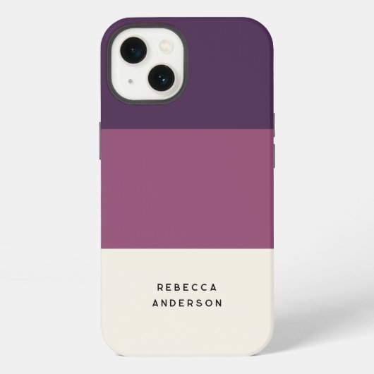 Etui iPhone 13 Bloc de couleur à rayure horizontale violet foncé (Verso)