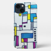 Etui iPhone 13 Blocs de points Polka Abstraits cool (Verso)