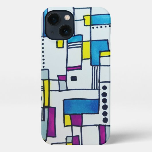 Etui iPhone 13 Blocs de points Polka Abstraits cool  (Verso)