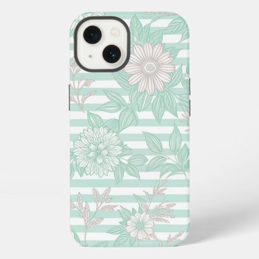 Etui iPhone 13 Blue Floral Minimalist (Verso)