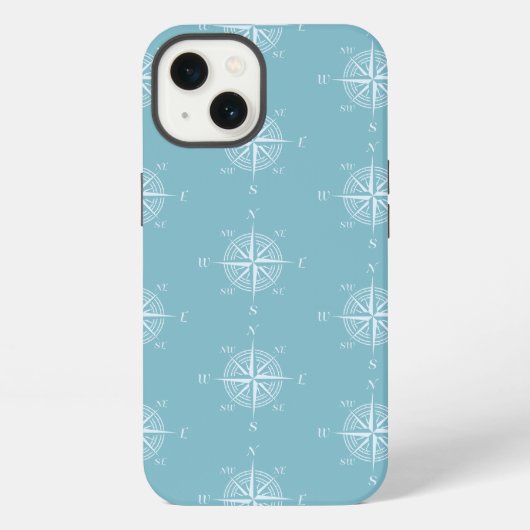 Etui iPhone 13 Blue Nautical Sailing Compass (Verso)