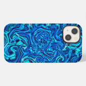 Etui iPhone 13 Blue Tones Liquid Abstrait (Verso Horizontal)