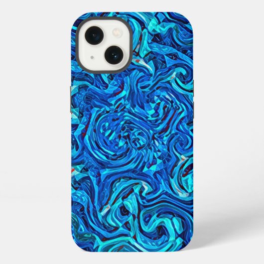Etui iPhone 13 Blue Tones Liquid Abstrait (Verso)