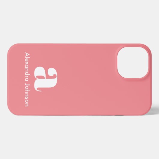 Etui iPhone 13 Blush Pink Nom initial Monogramme Minimal Moderne (Verso Horizontal)