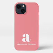 Etui iPhone 13 Blush Pink Nom initial Monogramme Minimal Moderne (Verso)