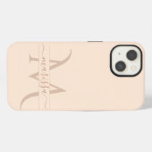 Etui iPhone 13 Blush Rose Tendances Monogramme Nom Script Féminin (Verso Horizontal)