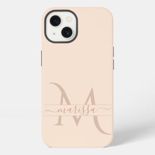 Etui iPhone 13 Blush Rose Tendances Monogramme Nom Script Féminin (Verso)