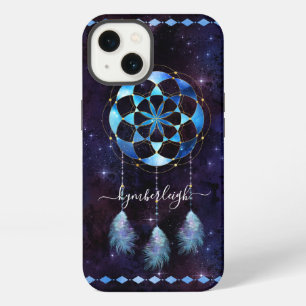 Etui iPhone 13 Boho Blue Tribal Celestial Mandala Dreamcatcher