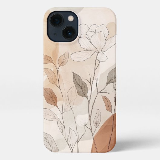 Etui iPhone 13 Boho fleurs modernes (Verso)