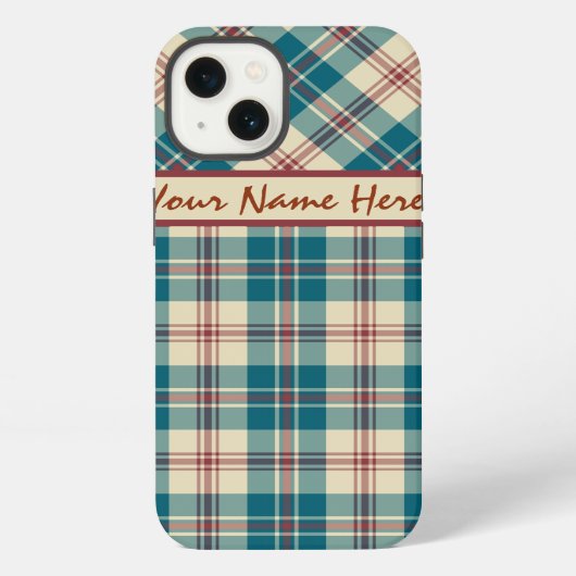 Etui iPhone 13 Boîtier iPhone 6 Xtreme Navy carreaux rouge beige (Verso)