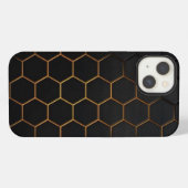 Etui iPhone 13 Boîtier iPhone Case-Mate Hexagone noir et or (Verso Horizontal)