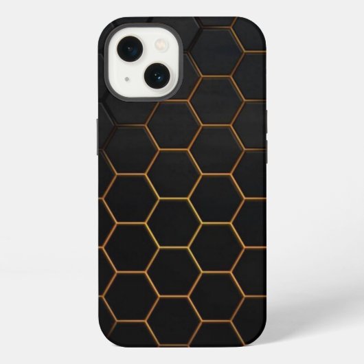 Etui iPhone 13 Boîtier iPhone Case-Mate Hexagone noir et or (Verso)