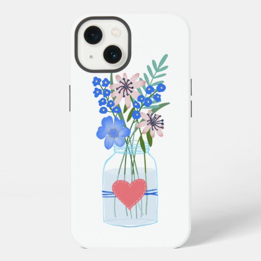 Etui iPhone 13 Boîtier iPhone Fleurs Jar Maçon (Verso)