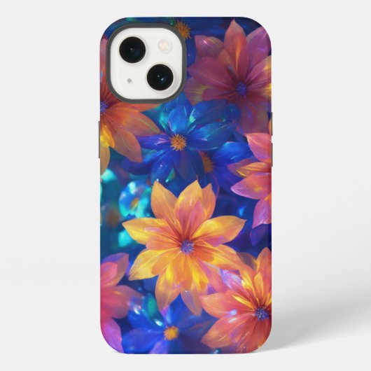 Etui iPhone 13 boîtier téléphonique de fleurs holographiques (Verso)
