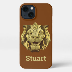 Etui iPhone 13 Boîtier téléphonique - Tête de lion sculptée avec 