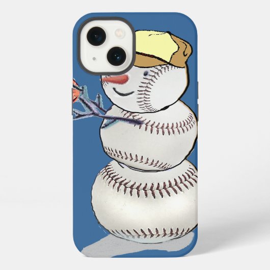 Etui iPhone 13 Bonhomme de neige de baseball (Verso)