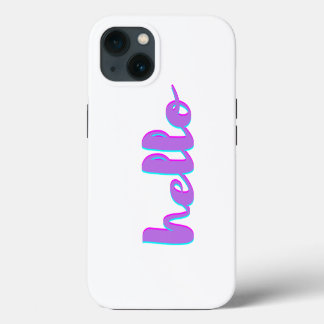 Etui iPhone 13 Bonjour violet blanc coque iphone moderne