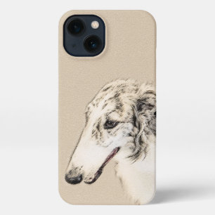 Etui iPhone 13 Borzoi (Argent Brindle) Peinture Chien Art origina