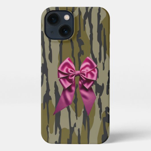 Etui iPhone 13 Bottomland Camo féminin Cute rose Bow Ribbon (Verso)