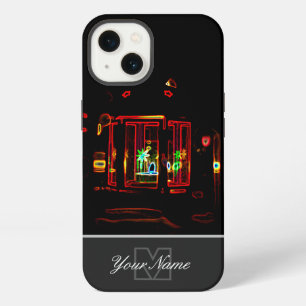 Etui iPhone 13 Bougie romantique Neon-Pop-Art avec monogramme ! 