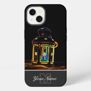 Etui iPhone 13 Bougie romantique Neon-Pop-Art avec monogramme !