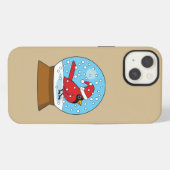 Etui iPhone 13 Boule à neige avec un joli cardinal rouge (Verso Horizontal)