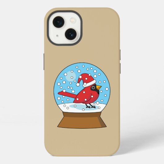 Etui iPhone 13 Boule à neige avec un joli cardinal rouge (Verso)