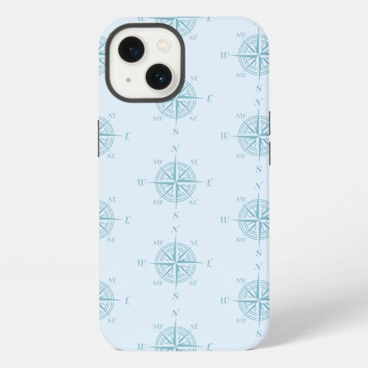 Etui iPhone 13 Boussole de navigation bleue (Verso)