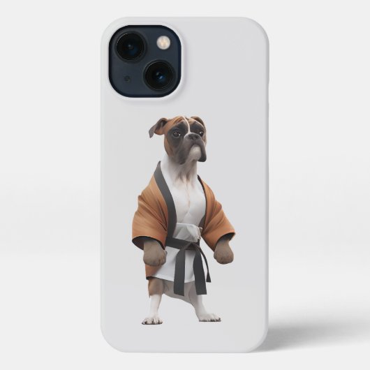 Etui iPhone 13 Boxer Dog Jouer Karate, Karate Champion Boxer Dog (Verso)