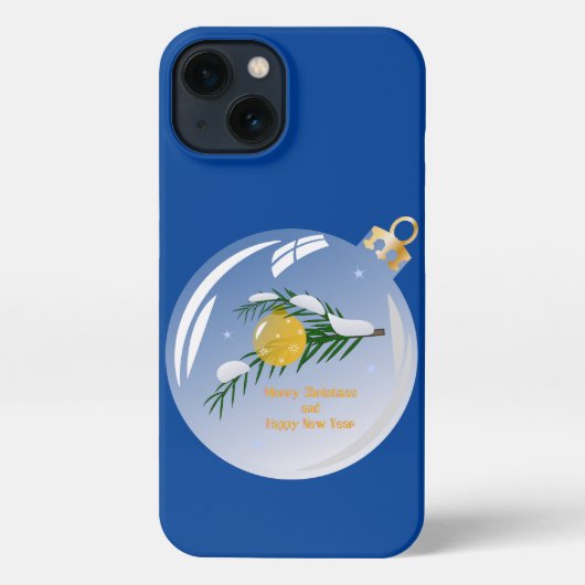 Etui iPhone 13 Branche de Noël décorée dans un flacon (Verso)